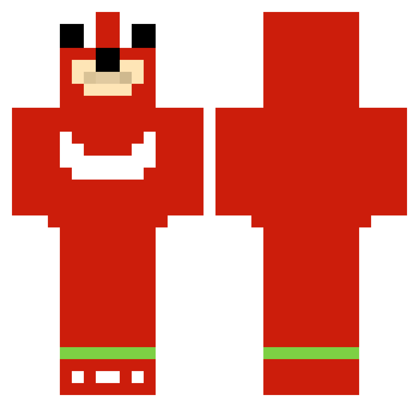 Feedings Minecraft skin, front and back view