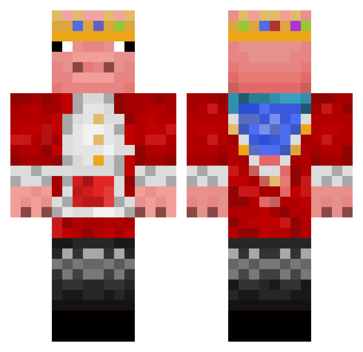 Orixter Minecraft skin, front and back view