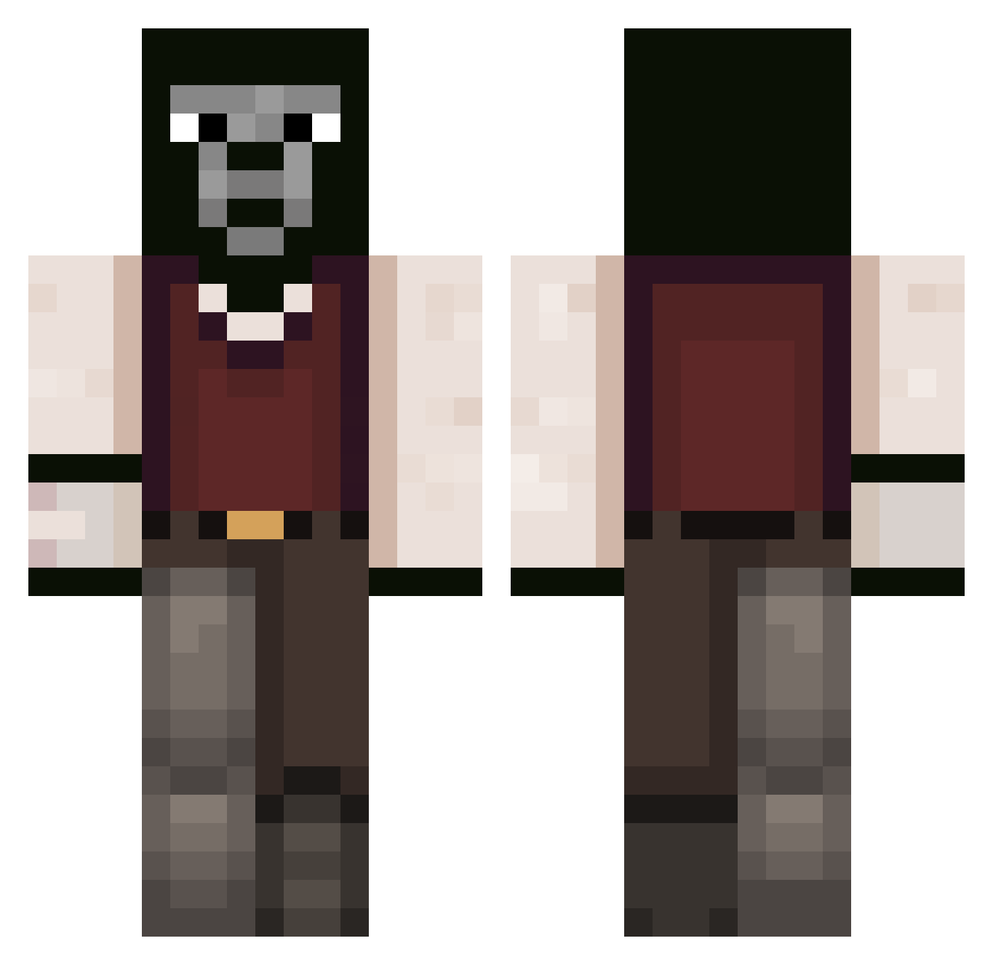 Tbagel1 Minecraft skin, front and back view