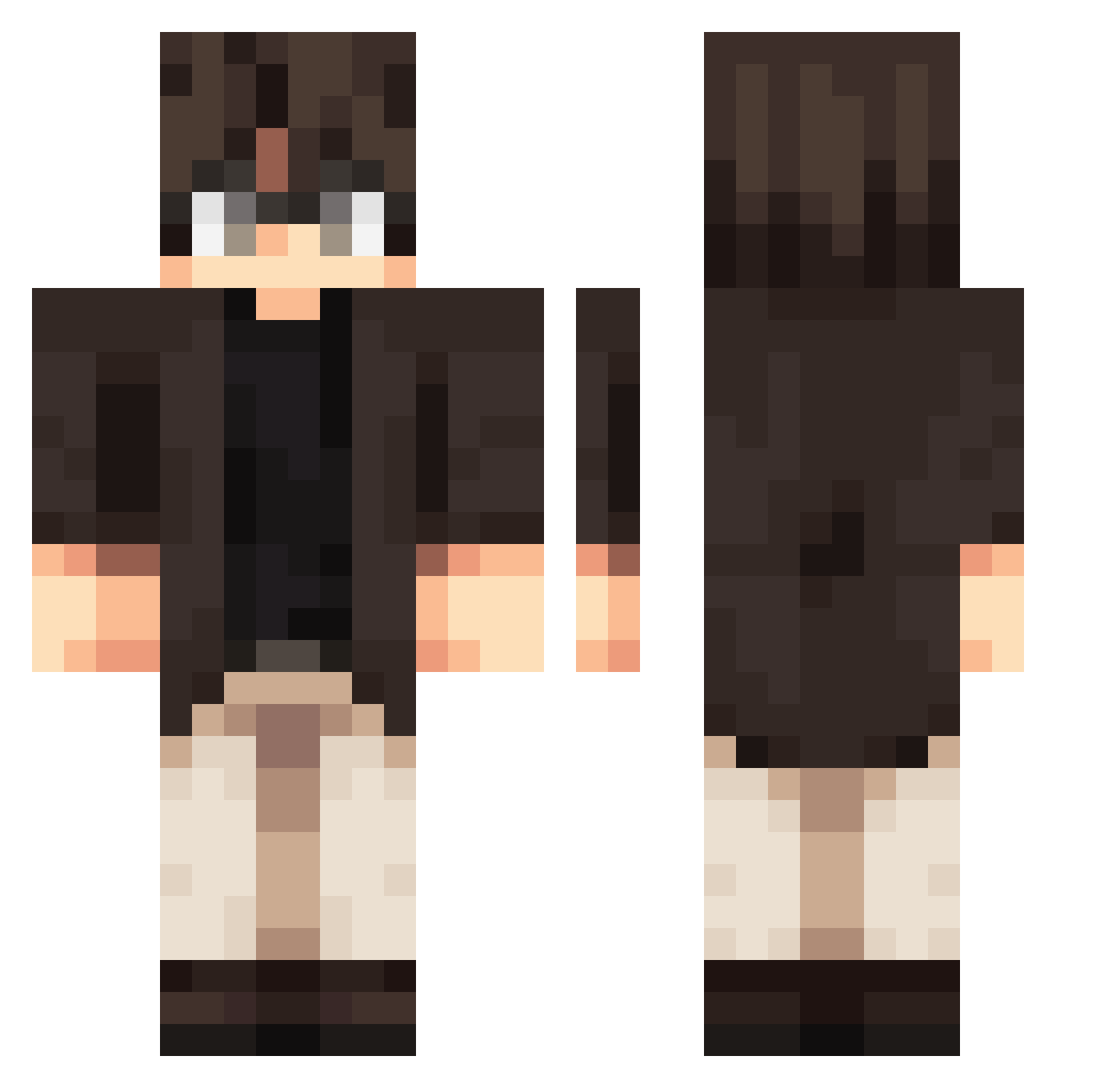 Patreeeeees Minecraft skin, front and back view
