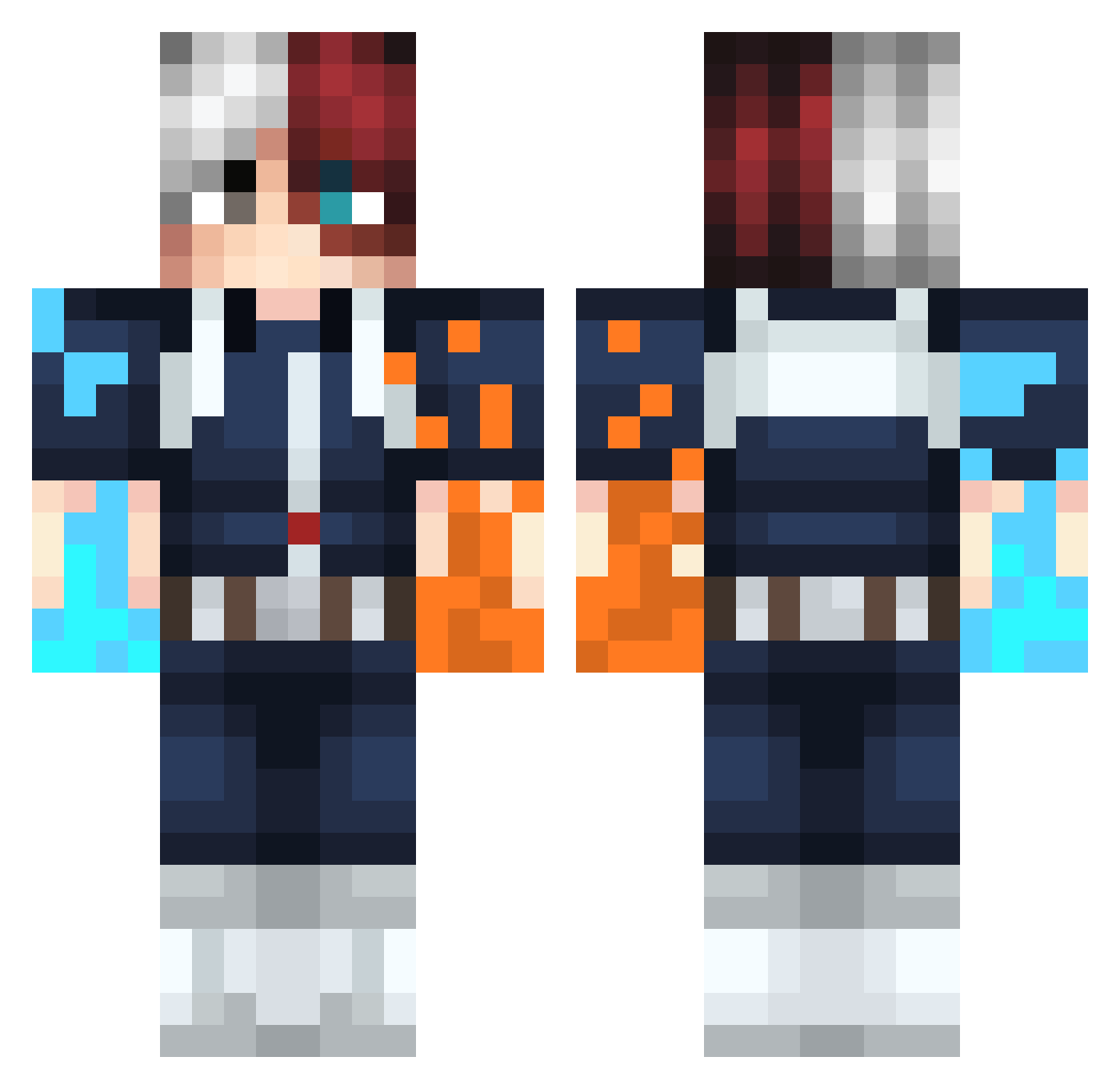 darkrobot Minecraft skin, front and back view