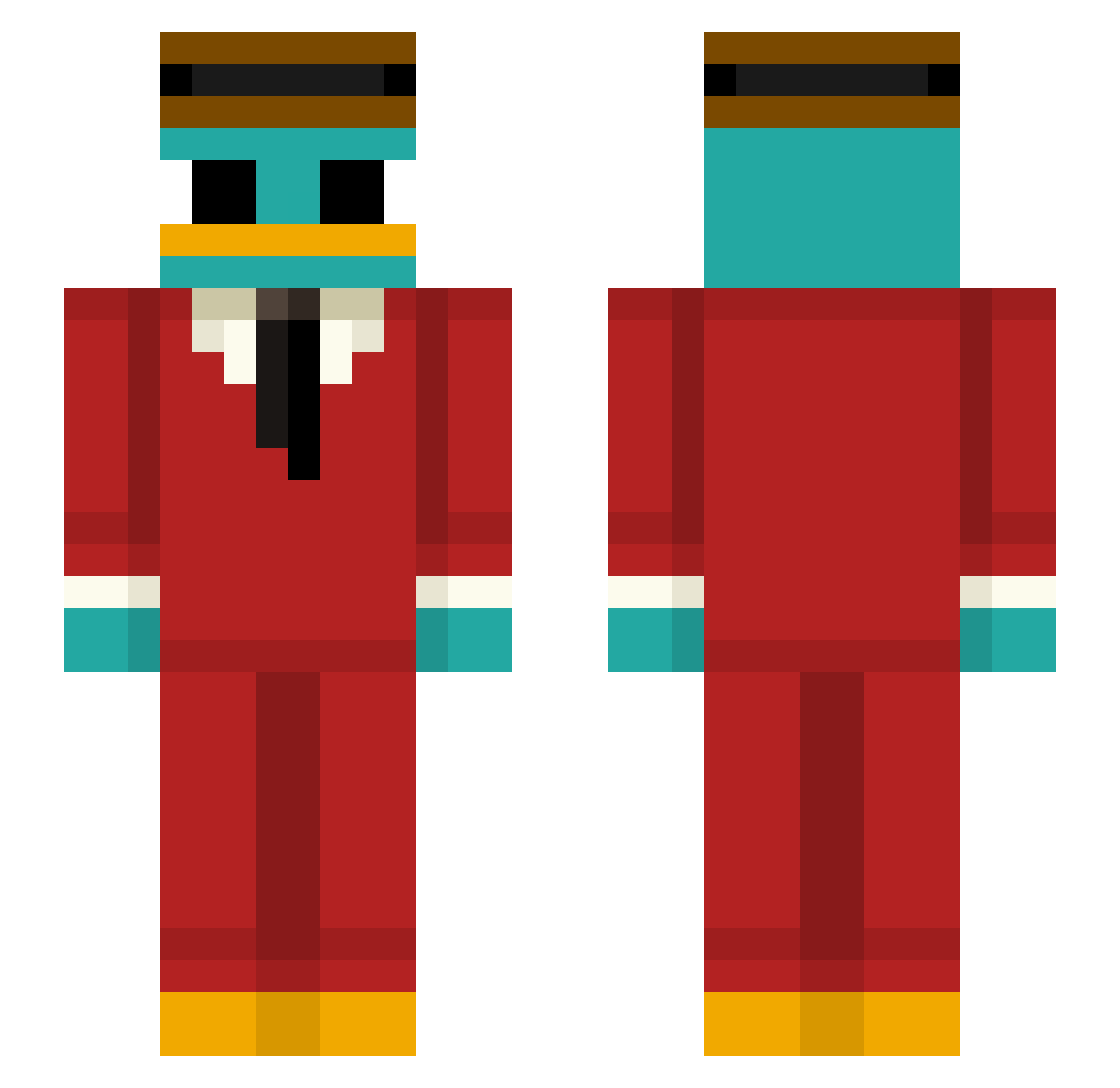 LoreChill Minecraft skin, front and back view