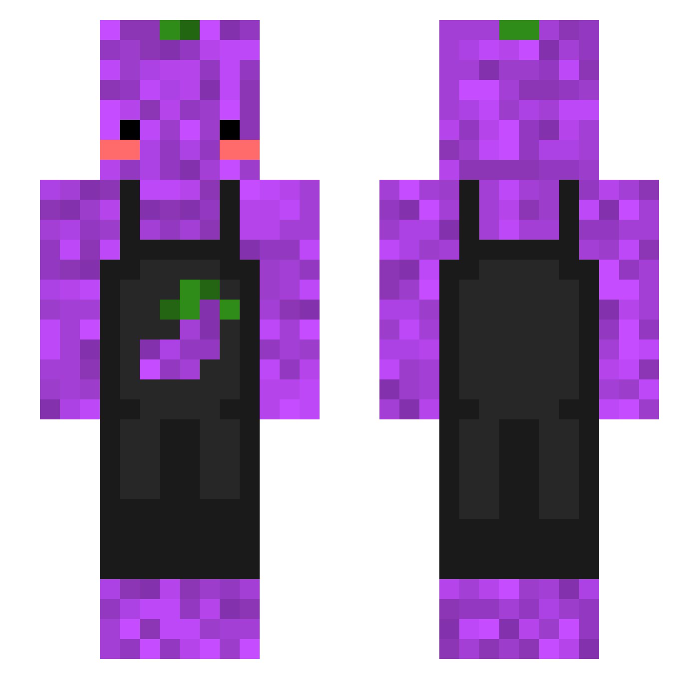 Eggplants Minecraft skin, front and back view