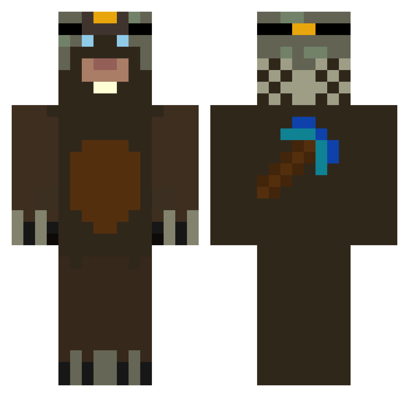gozizila Minecraft skin, front and back view