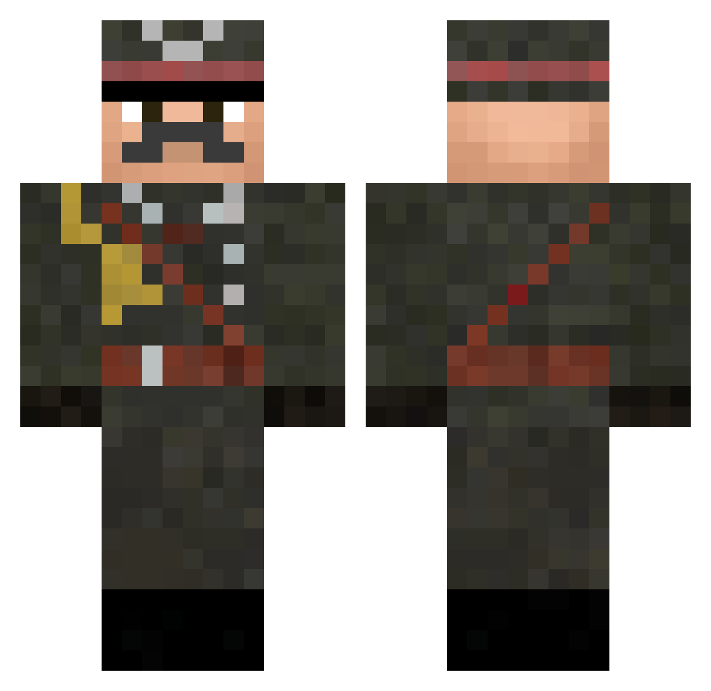 SkanzuYT Minecraft skin, front and back view