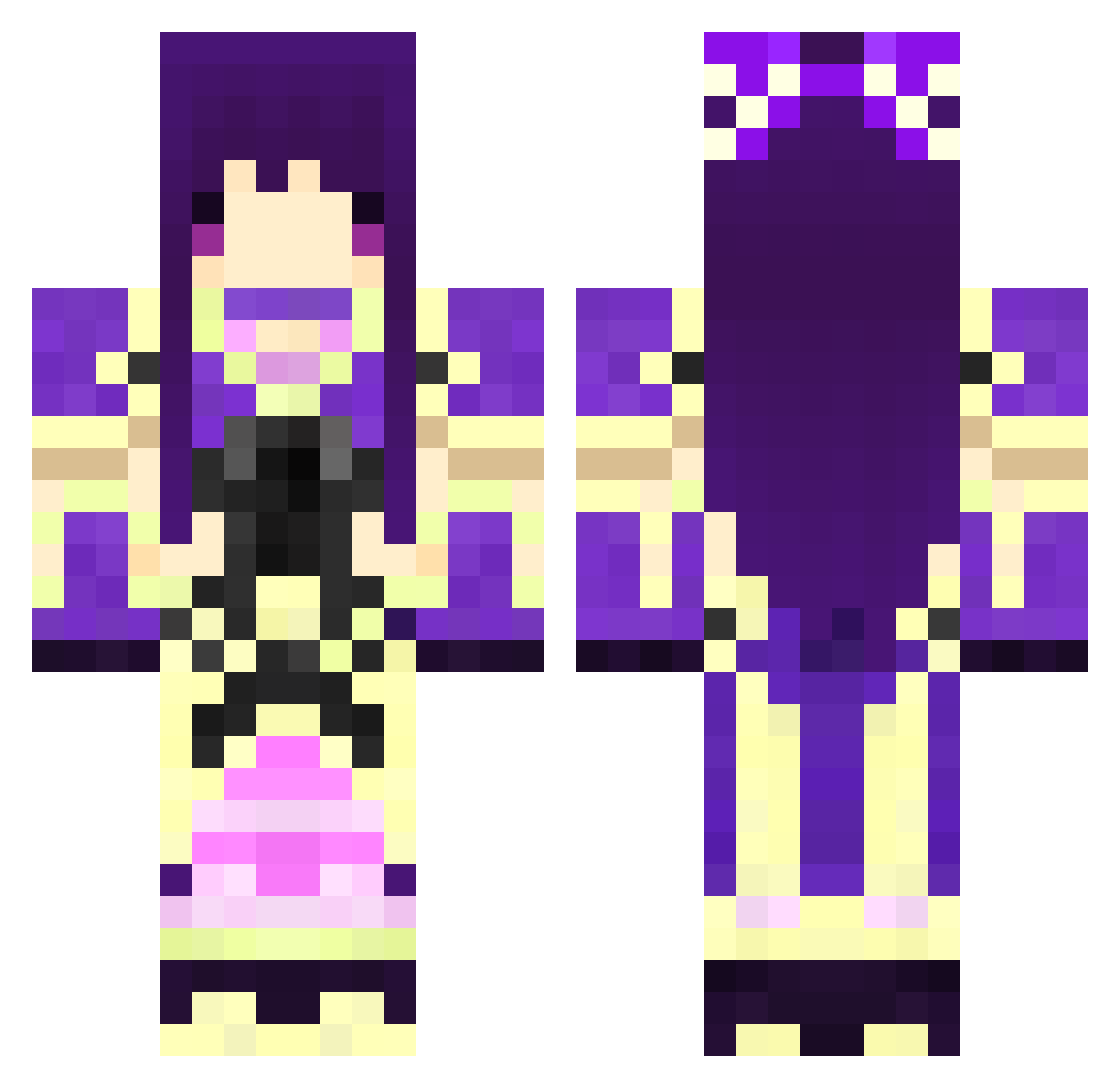 TailerMC Minecraft skin, front and back view