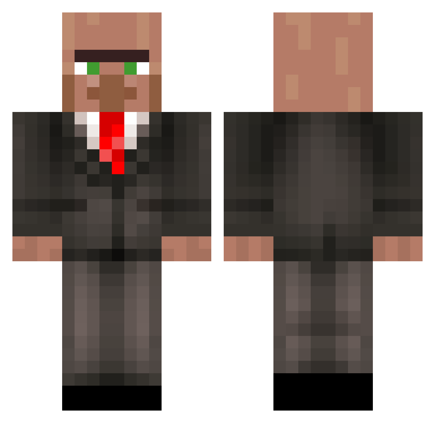 AarXX Minecraft skin, front and back view