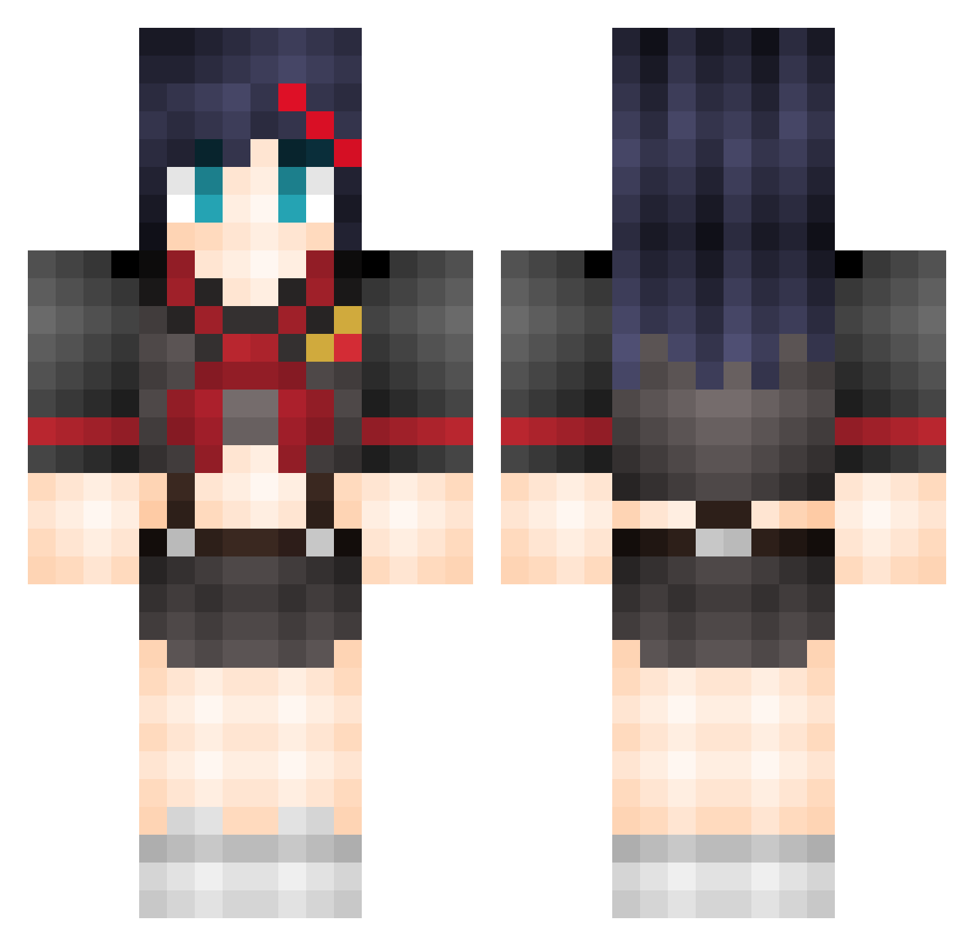 TeoLCRAFT Minecraft skin, front and back view