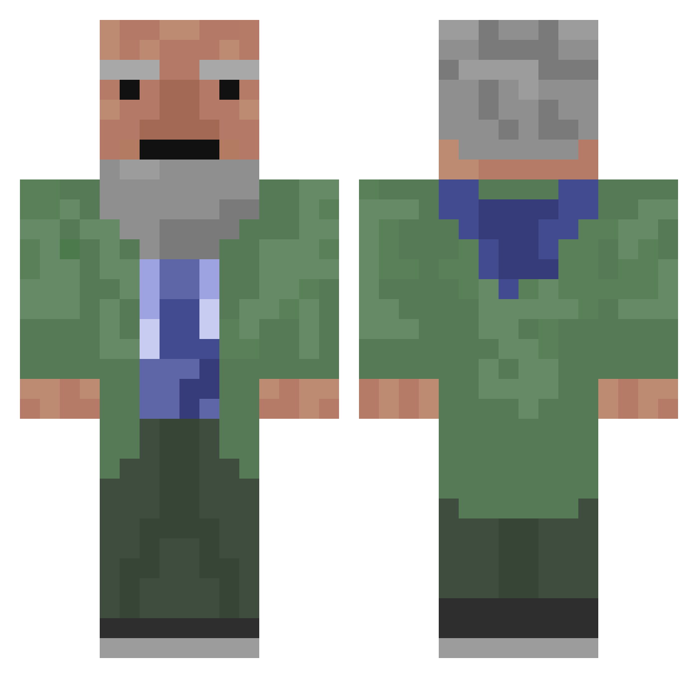 Qwave_e Minecraft skin, front and back view