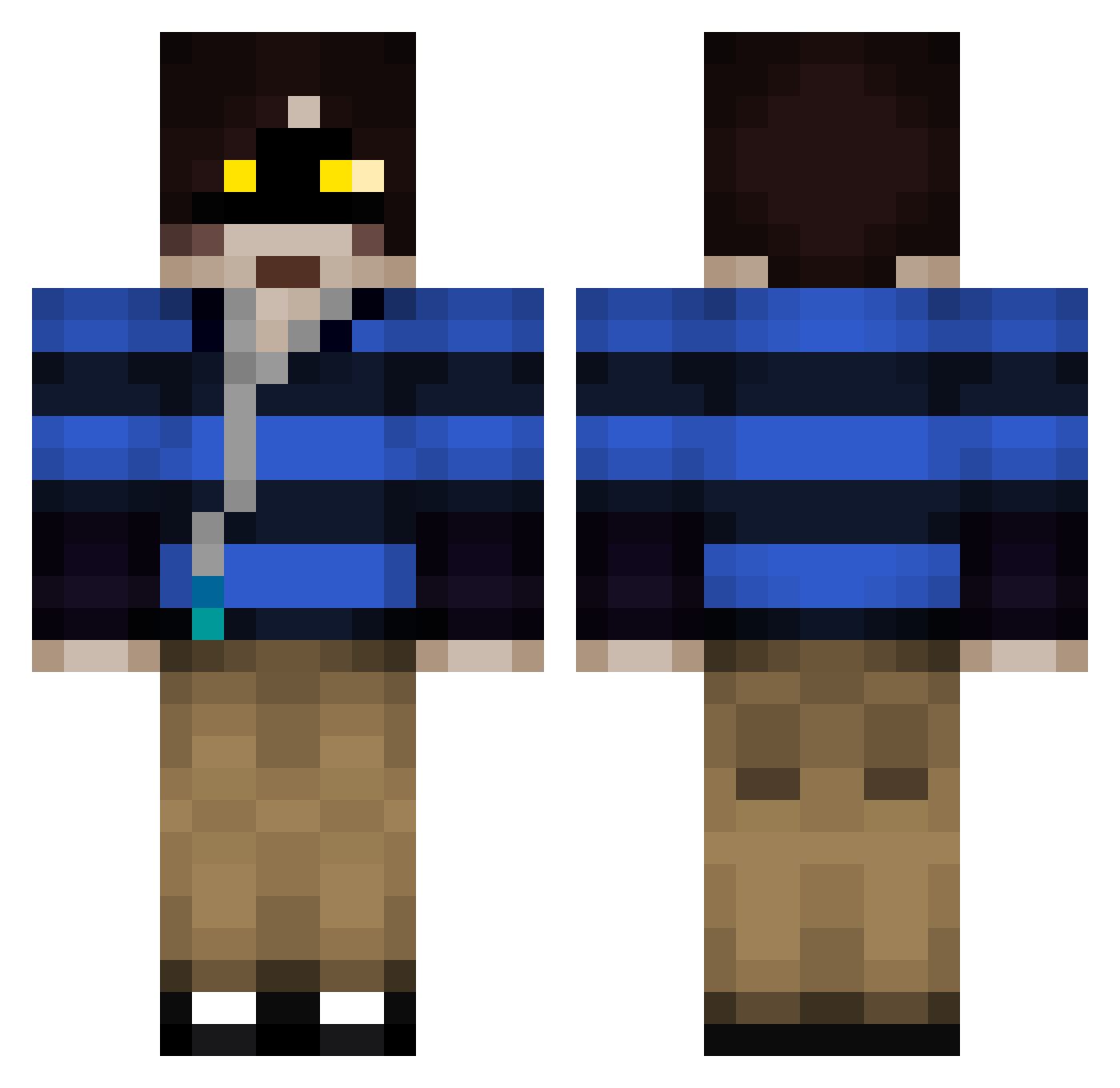 GoldiPie Minecraft skin, front and back view