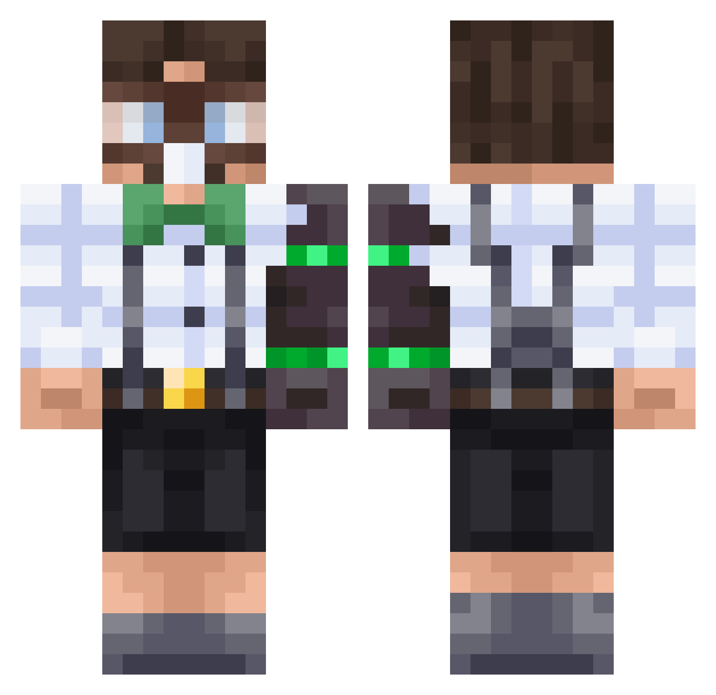 Kaitocw Minecraft skin, front and back view