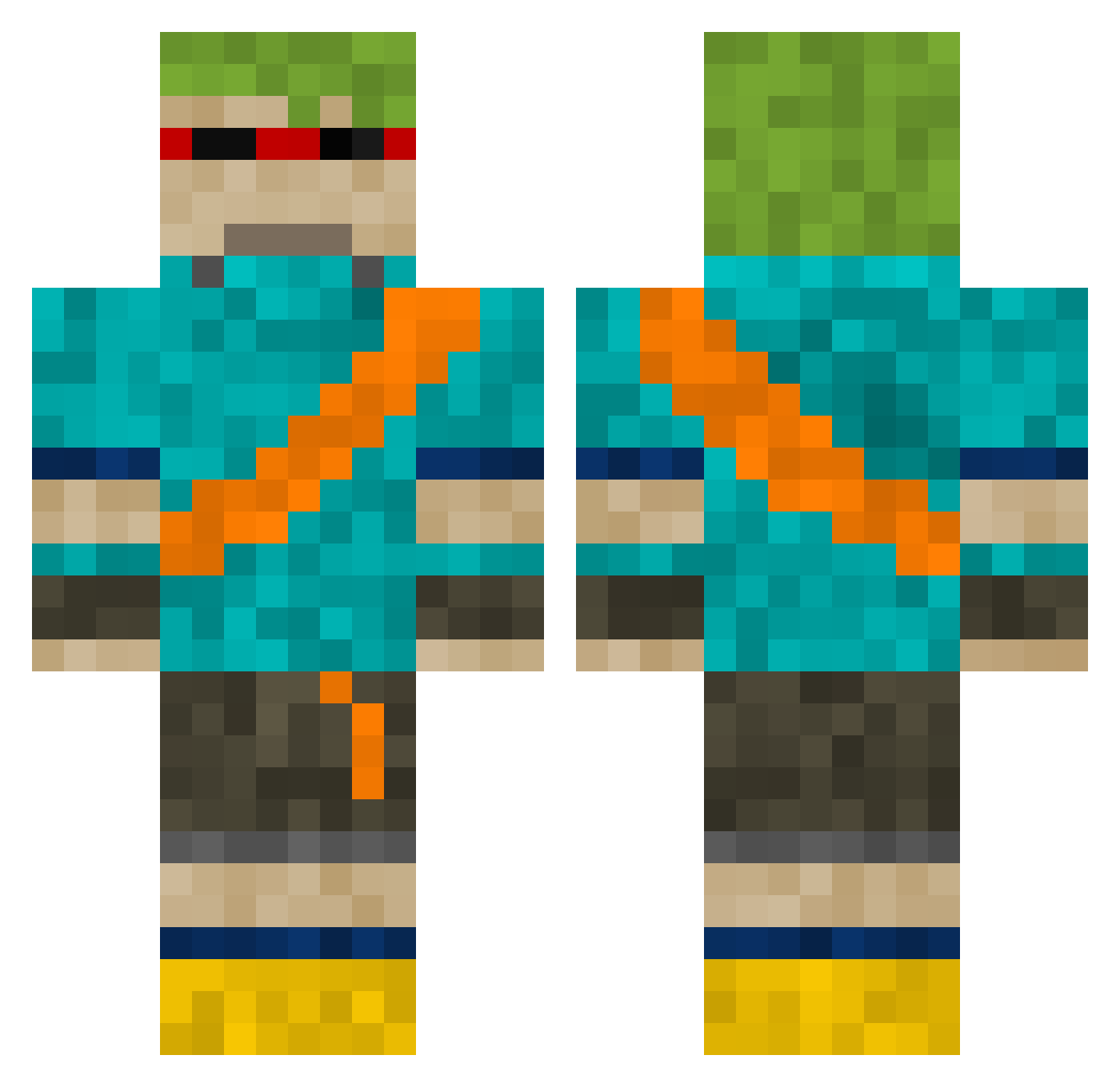 sloshman7782 Minecraft skin, front and back view