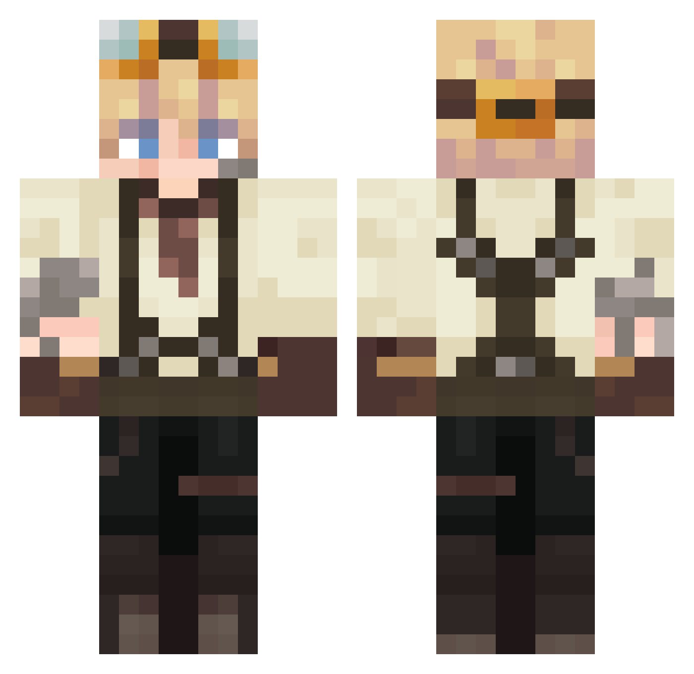 wocas Minecraft skin, front and back view
