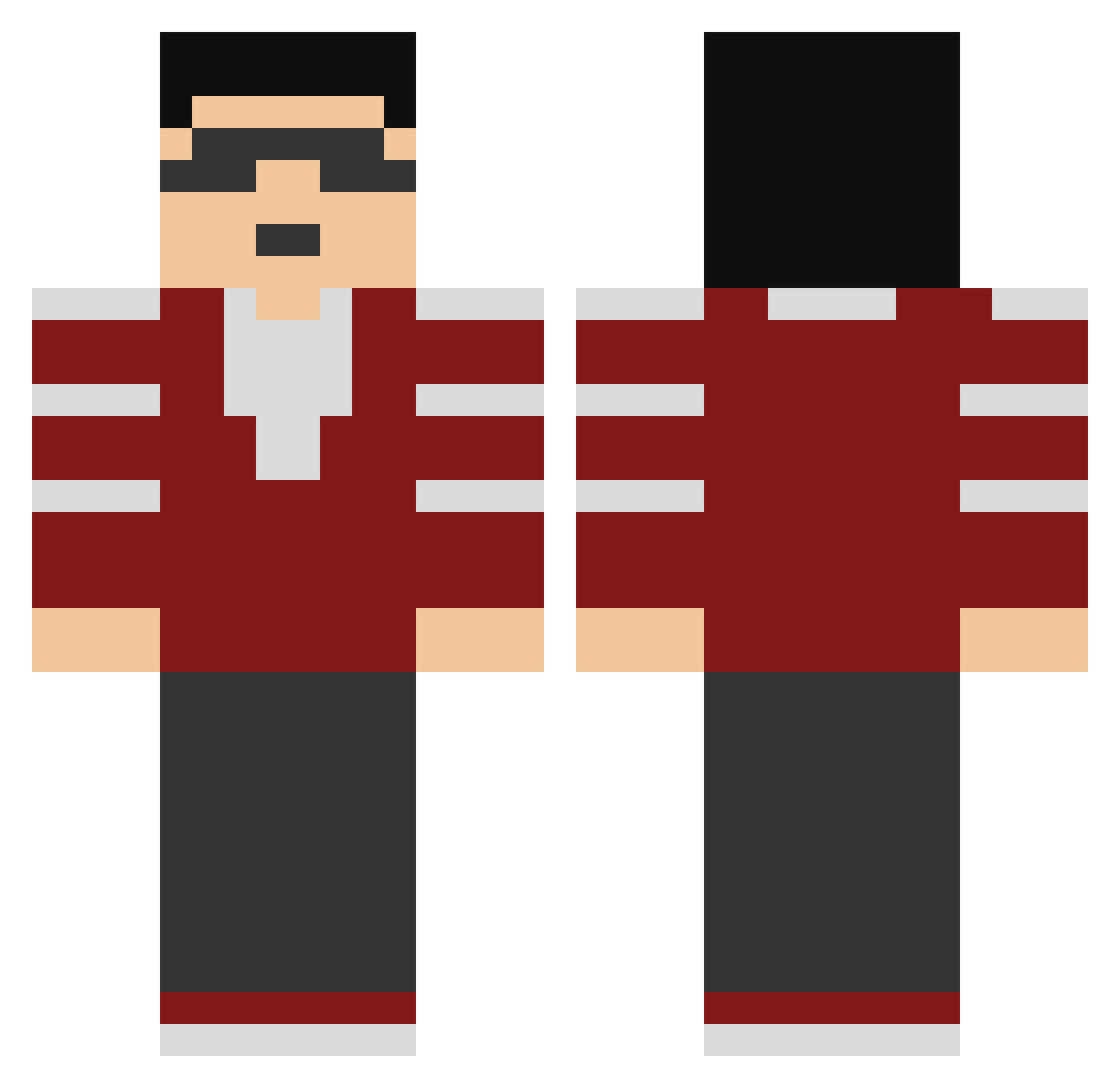 Stork Minecraft skin, front and back view