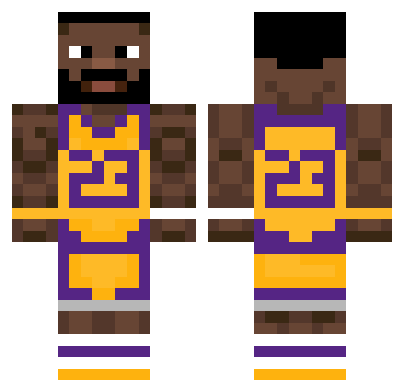 chadbara Minecraft skin, front and back view