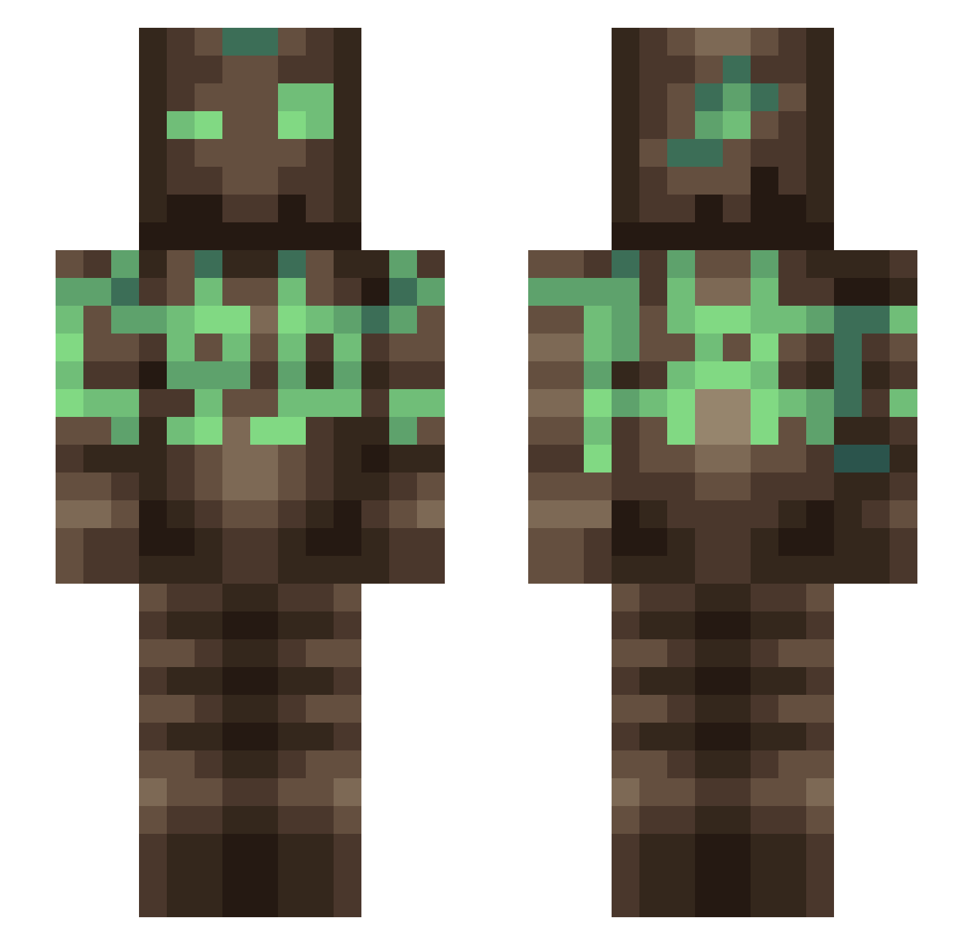 Fellowly Minecraft skin, front and back view