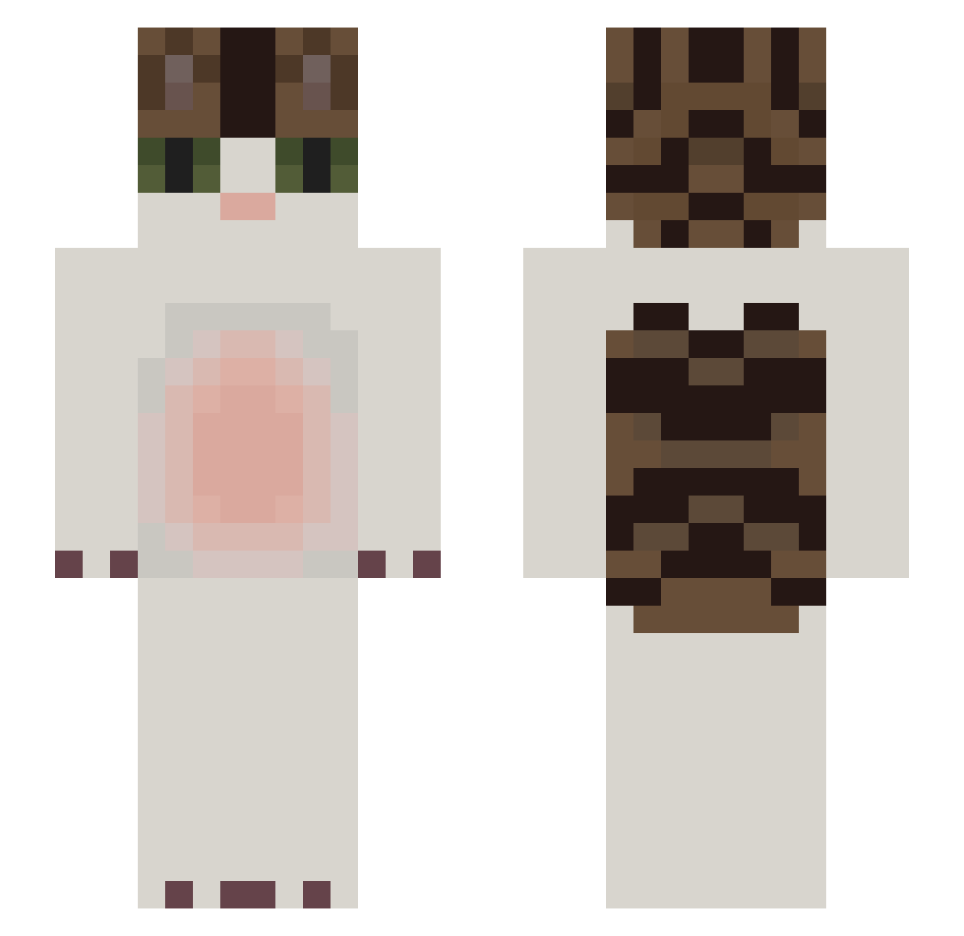 Elkfein Minecraft skin, front and back view