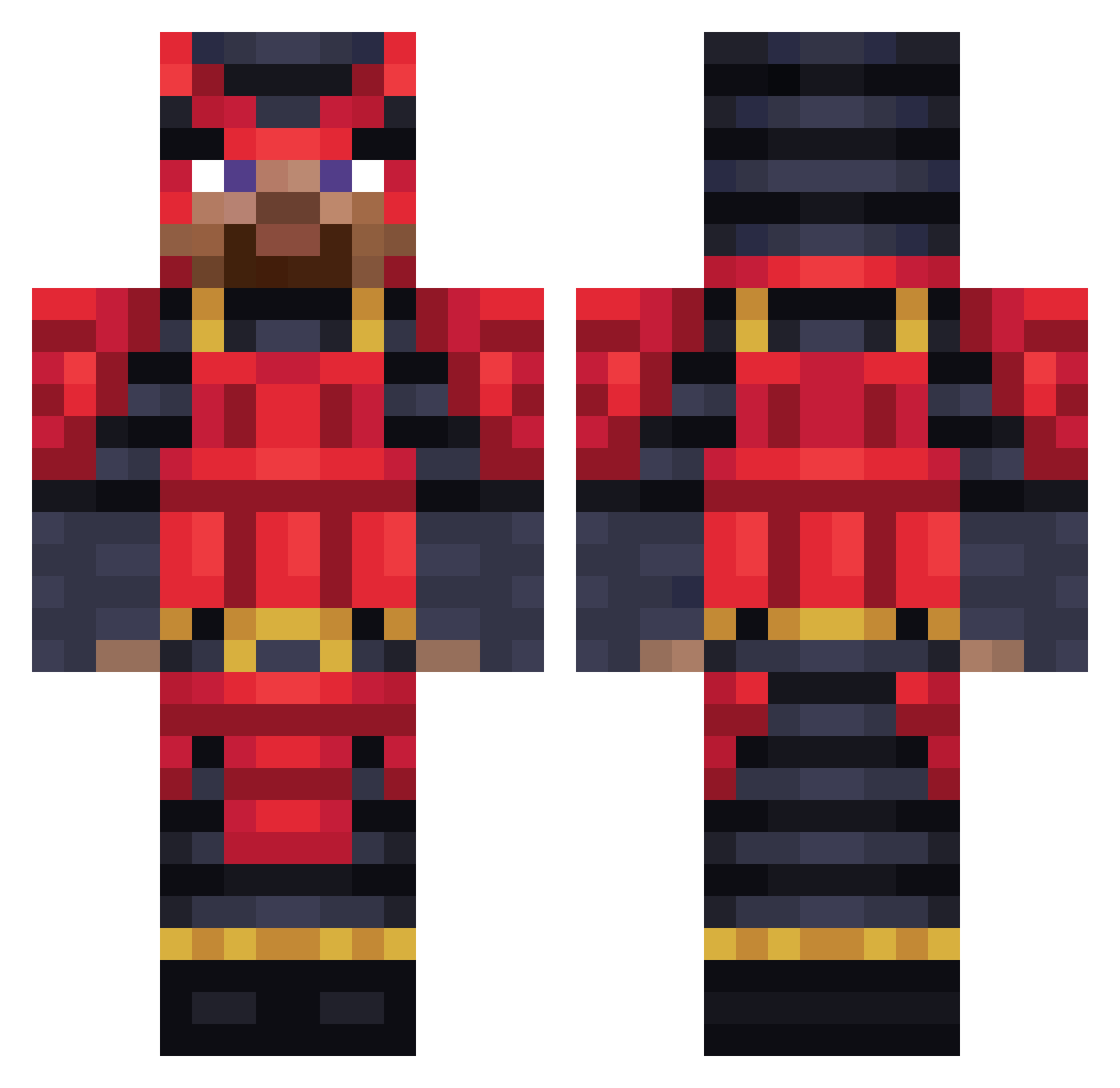 buglez Minecraft skin, front and back view