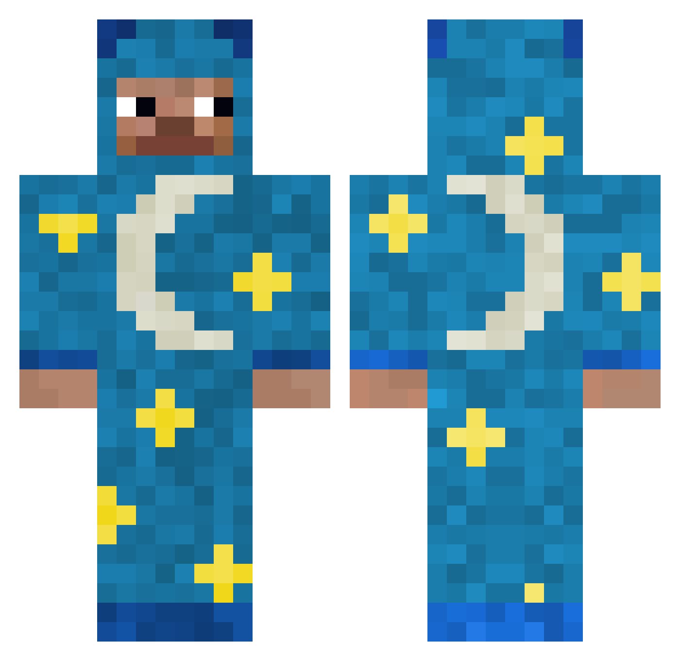 Knegsat Minecraft skin, front and back view