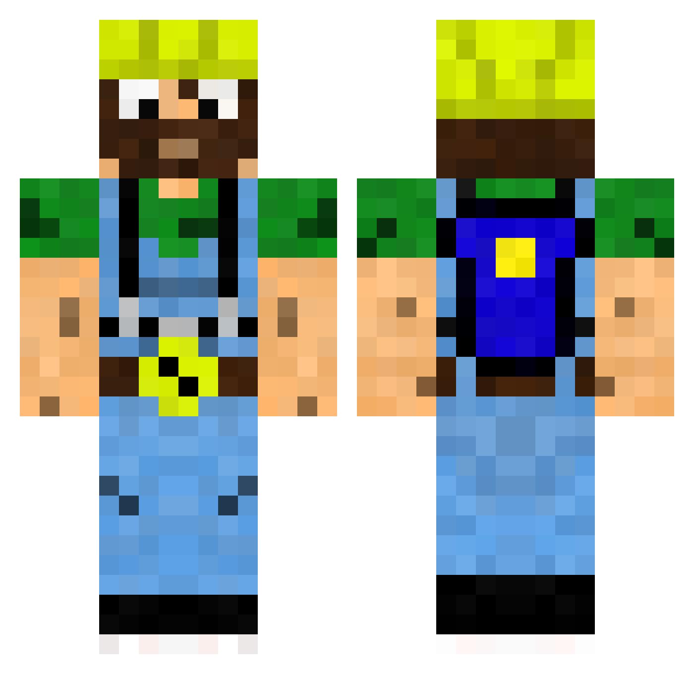 RSTGAMER Minecraft skin, front and back view