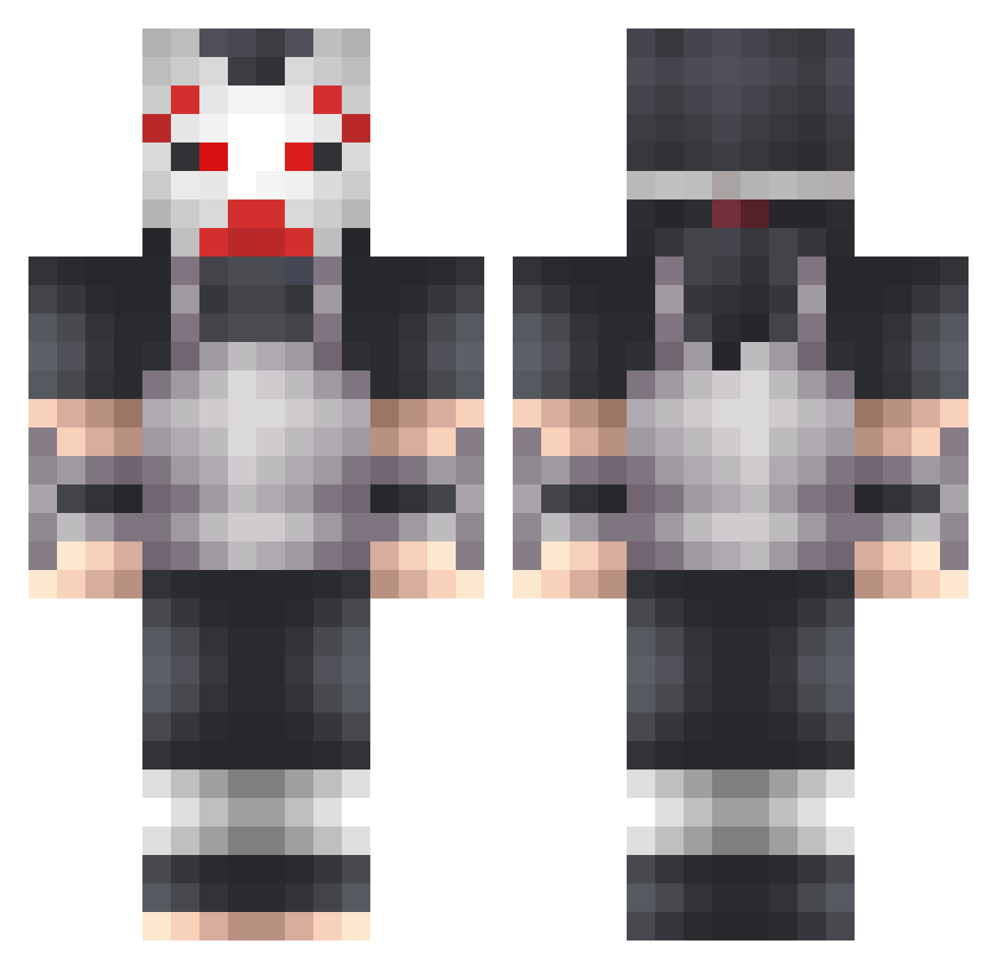 MrBodo12 Minecraft skin, front and back view