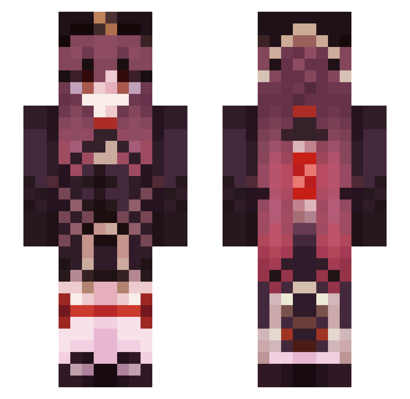 Charanator Minecraft skin, front and back view