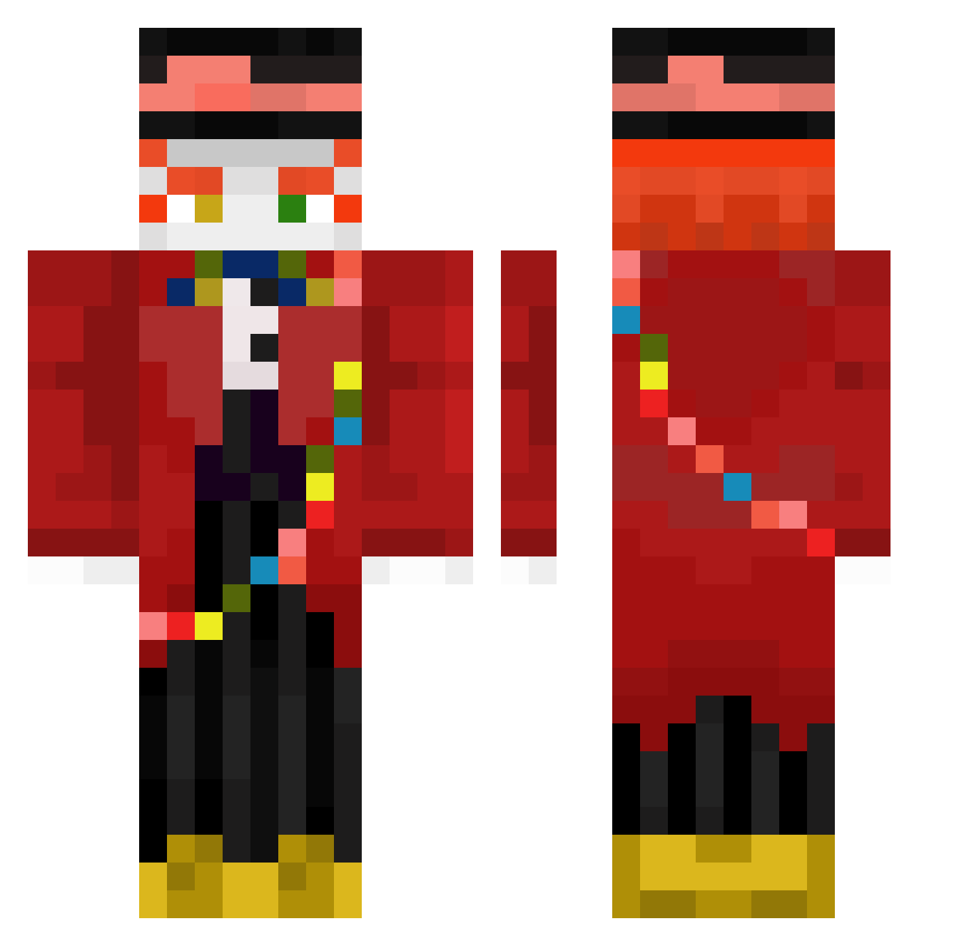 Huliato Minecraft skin, front and back view