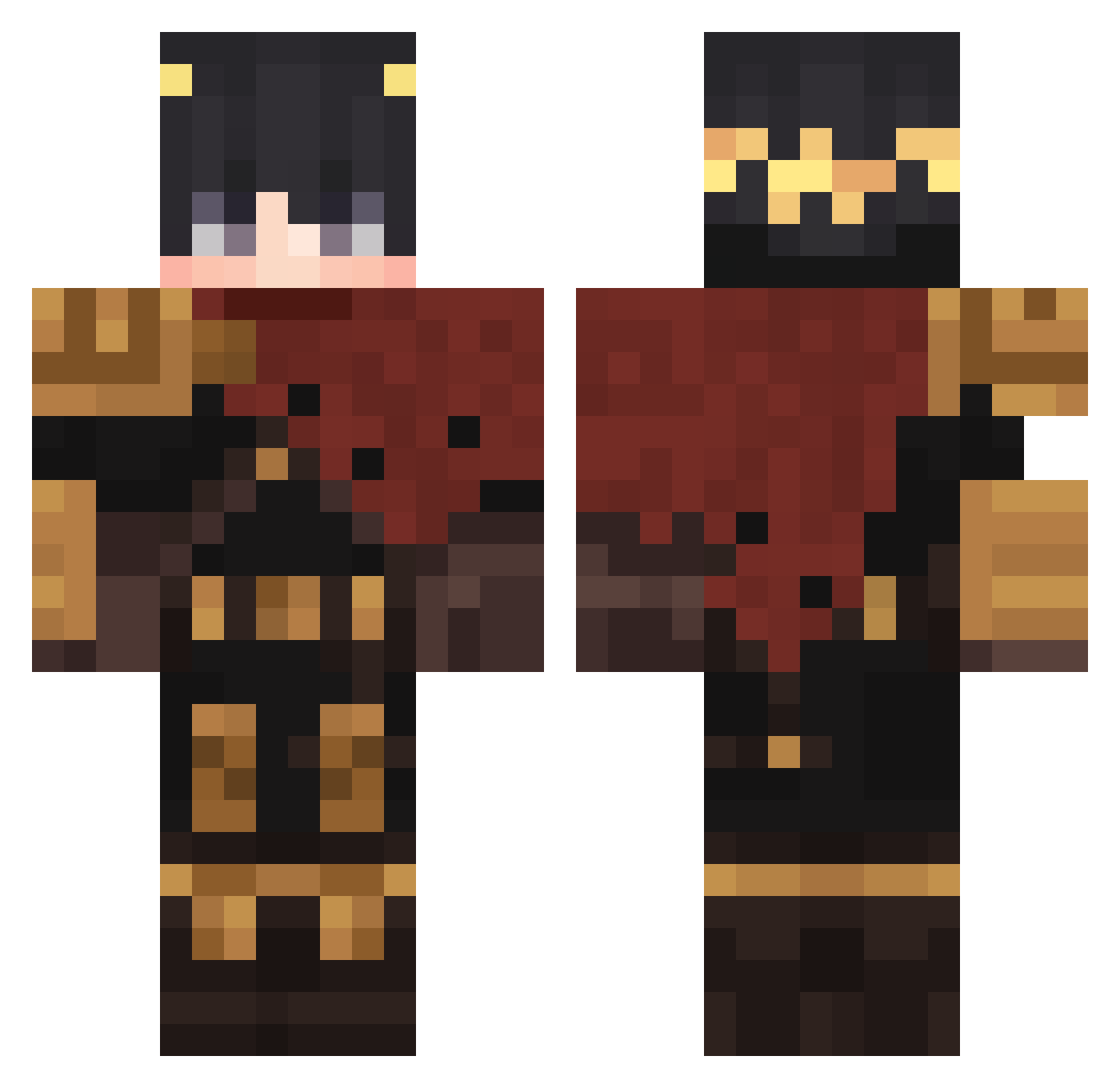BlueBuckeye Minecraft skin, front and back view