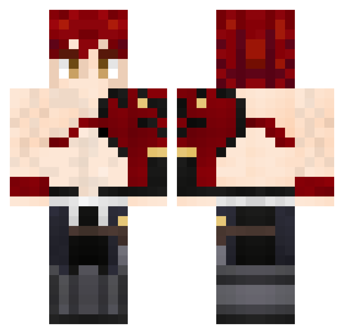 Skyeze Minecraft skin, front and back view