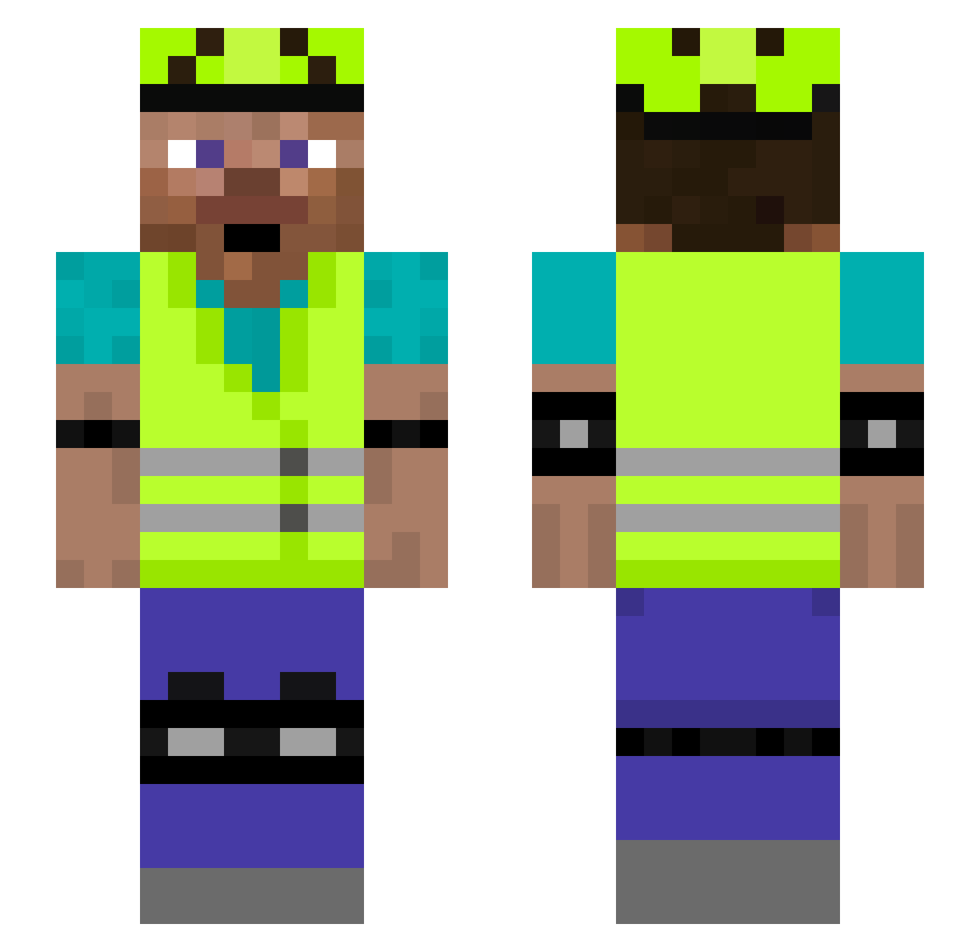 Biking Minecraft skin, front and back view