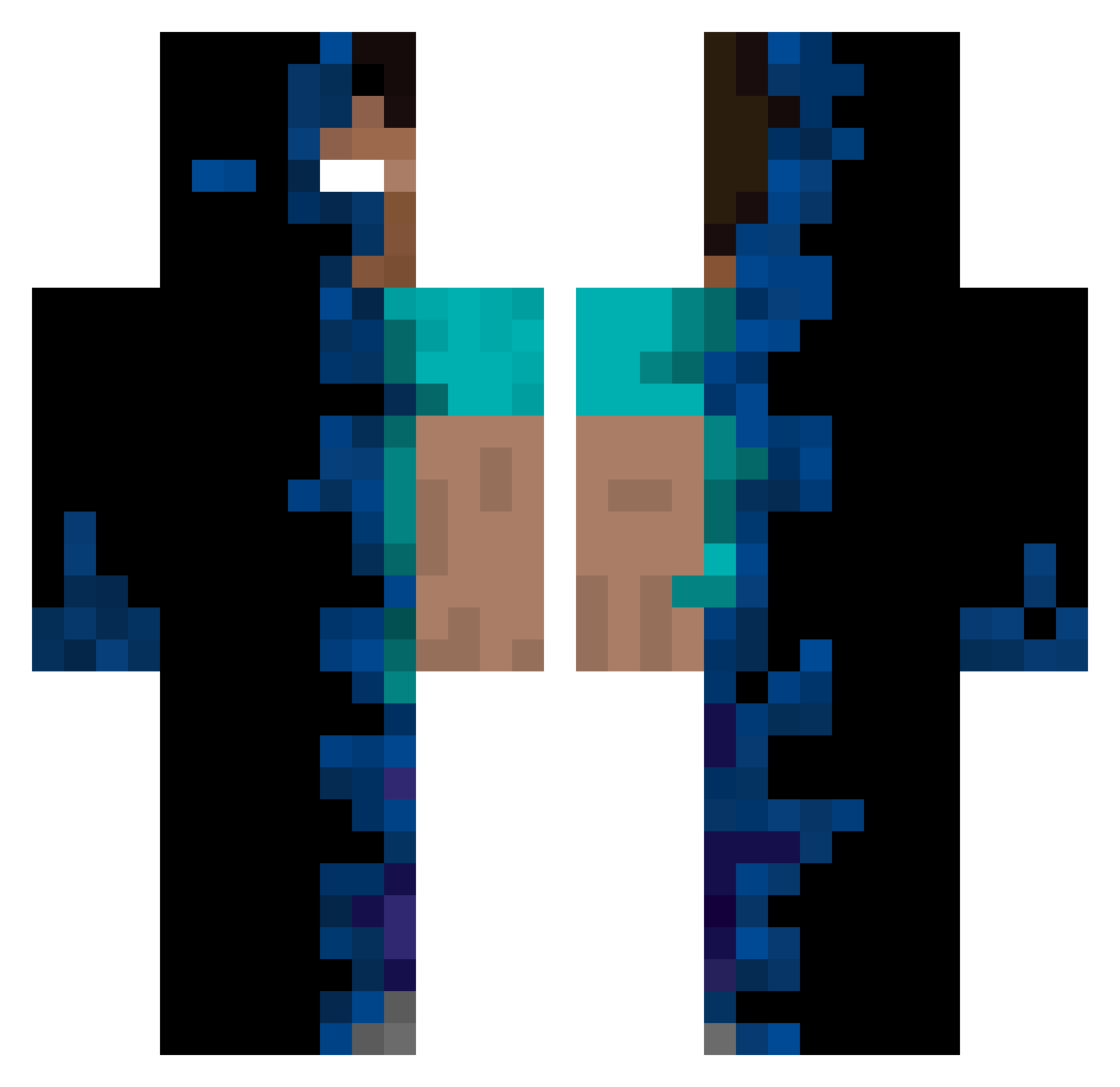 peraherobrine Minecraft skin, front and back view
