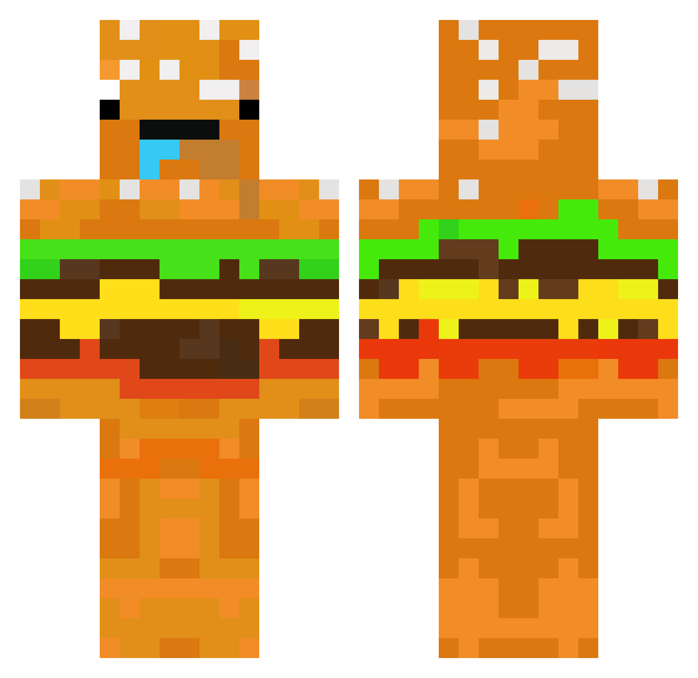 festes Minecraft skin, front and back view