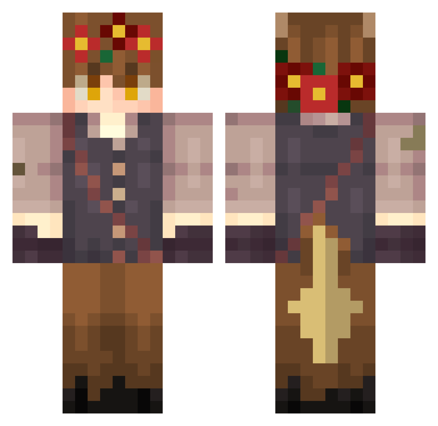 Khrovaxth Minecraft skin, front and back view