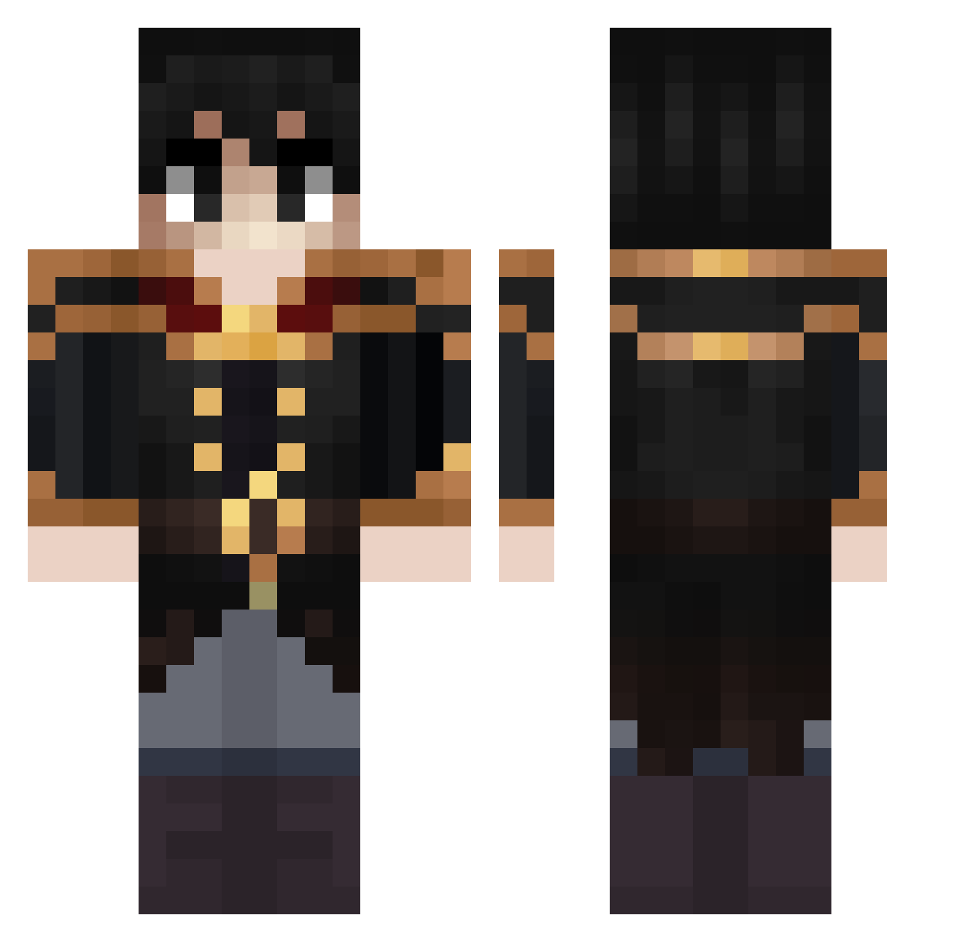 BigNatha Minecraft skin, front and back view