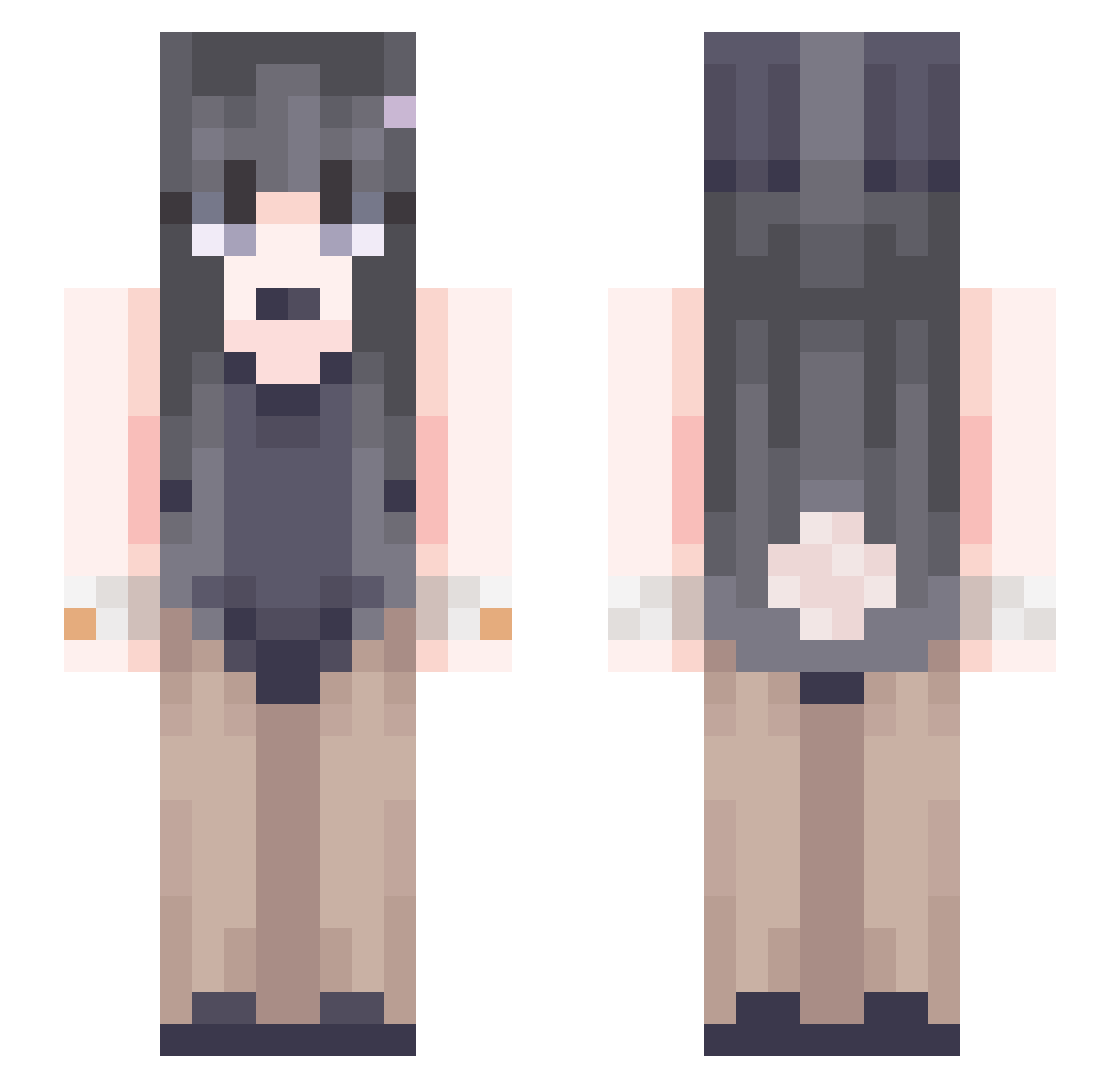 MinkiMinji Minecraft skin, front and back view