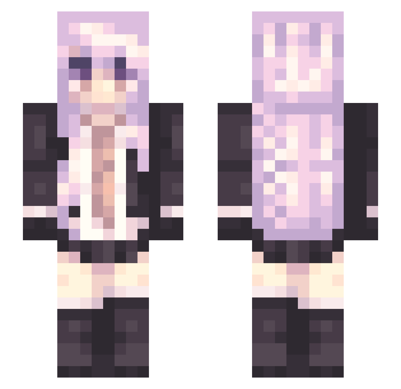 JCLZP Minecraft skin, front and back view
