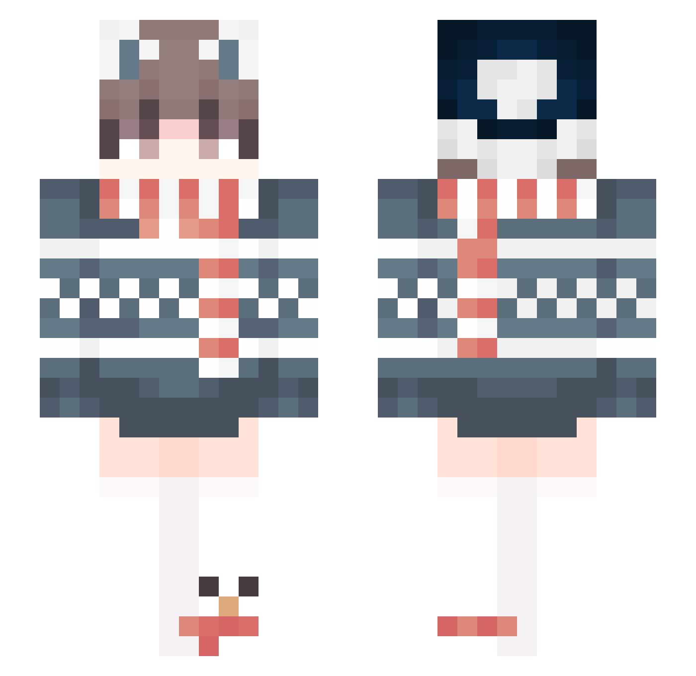 YourWaifu Minecraft skin, front and back view