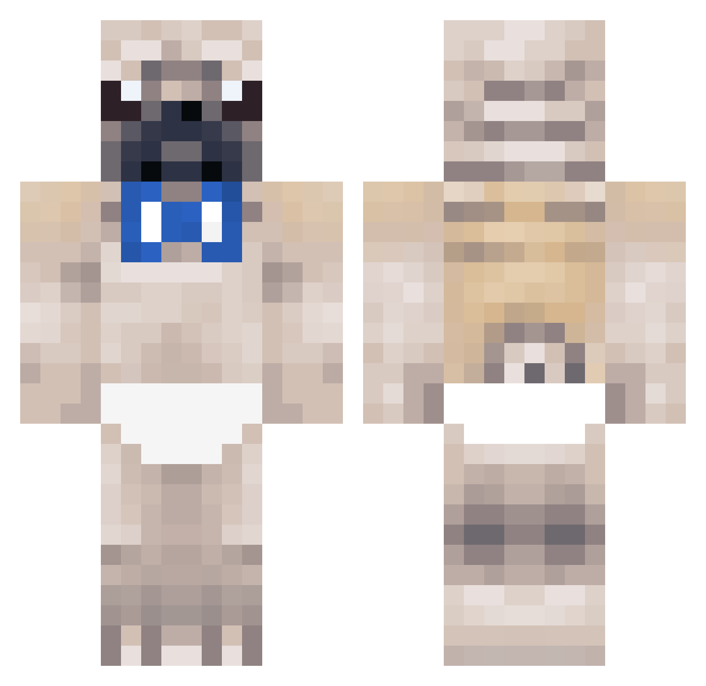 jyzh Minecraft skin, front and back view