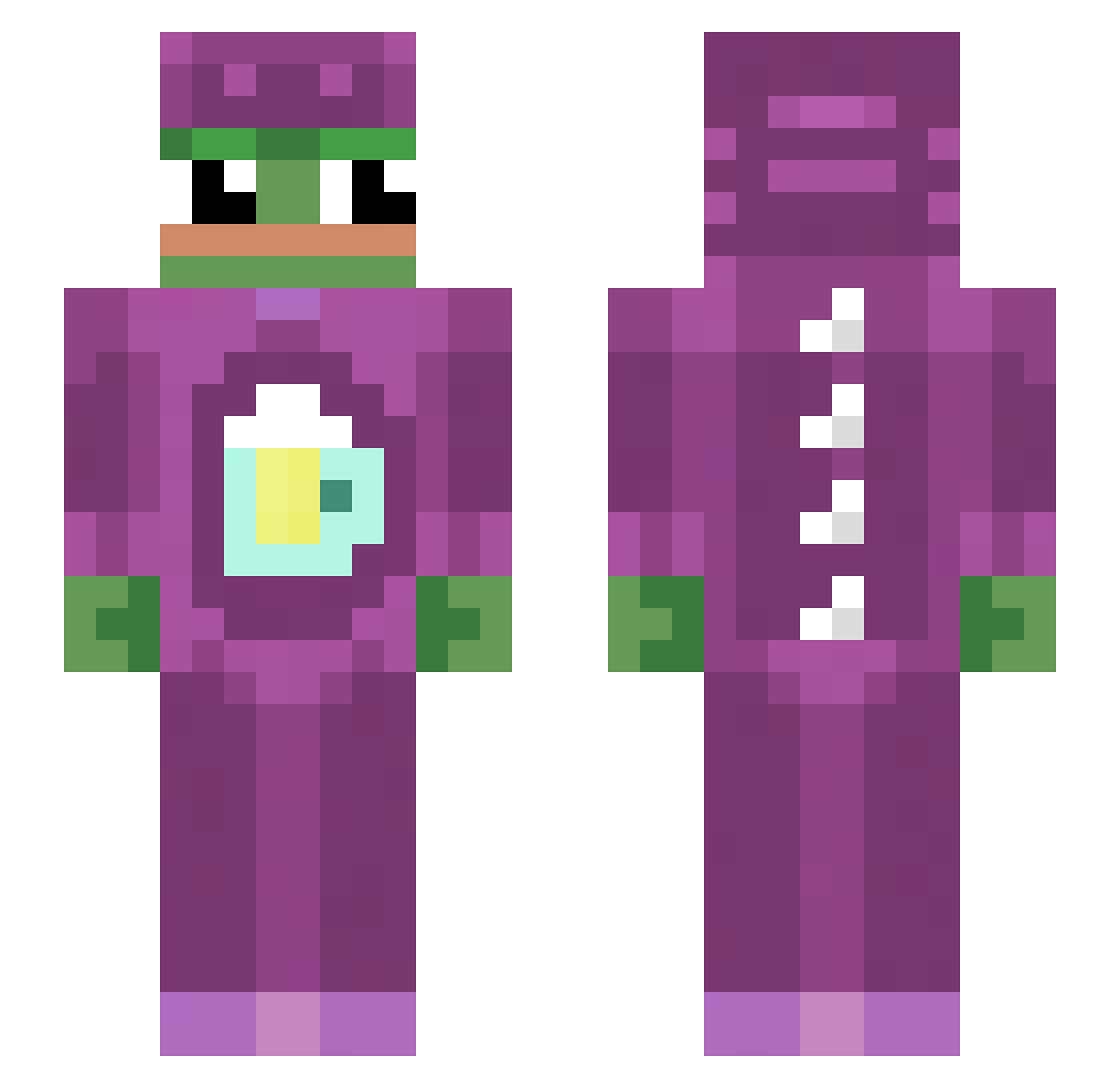 _Druggie Minecraft skin, front and back view