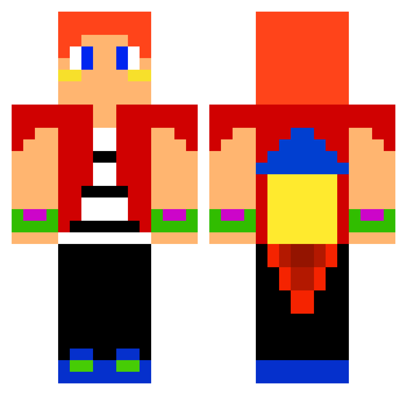 ICBM Minecraft skin, front and back view