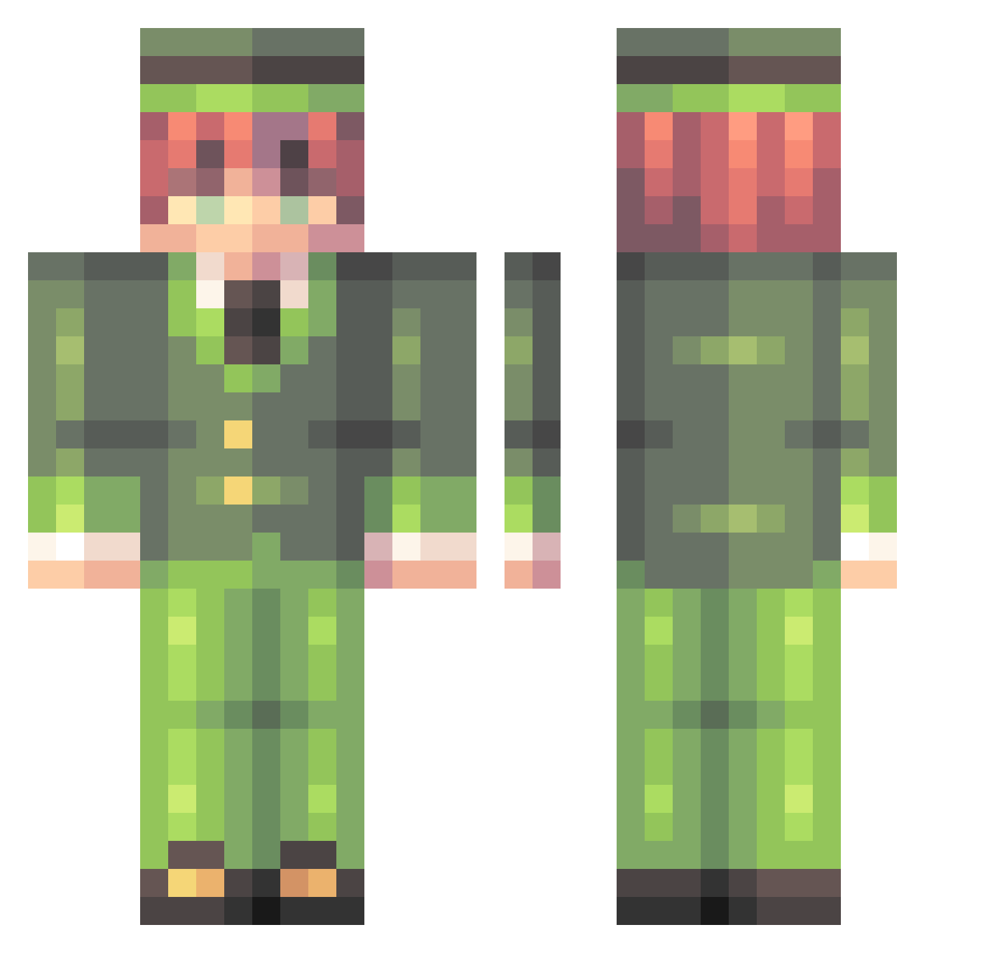 BoxyEnergy Minecraft skin, front and back view
