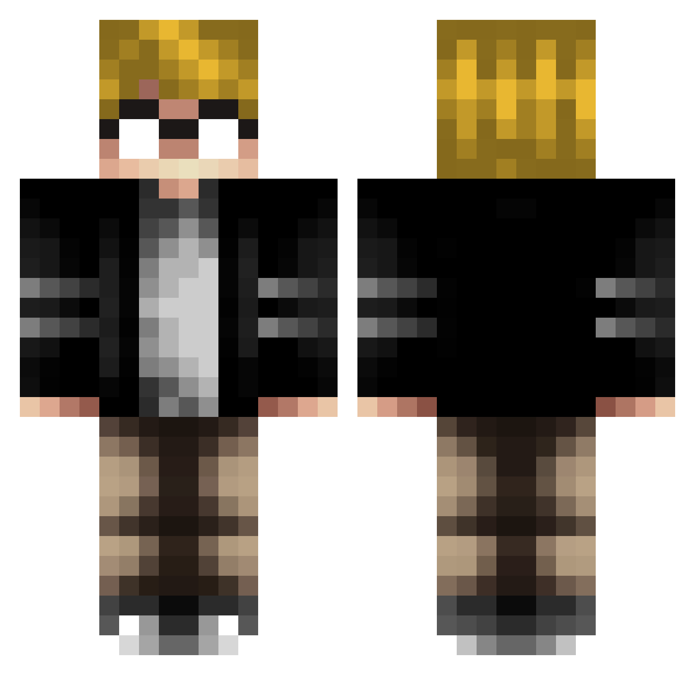 Zuwuu Minecraft skin, front and back view