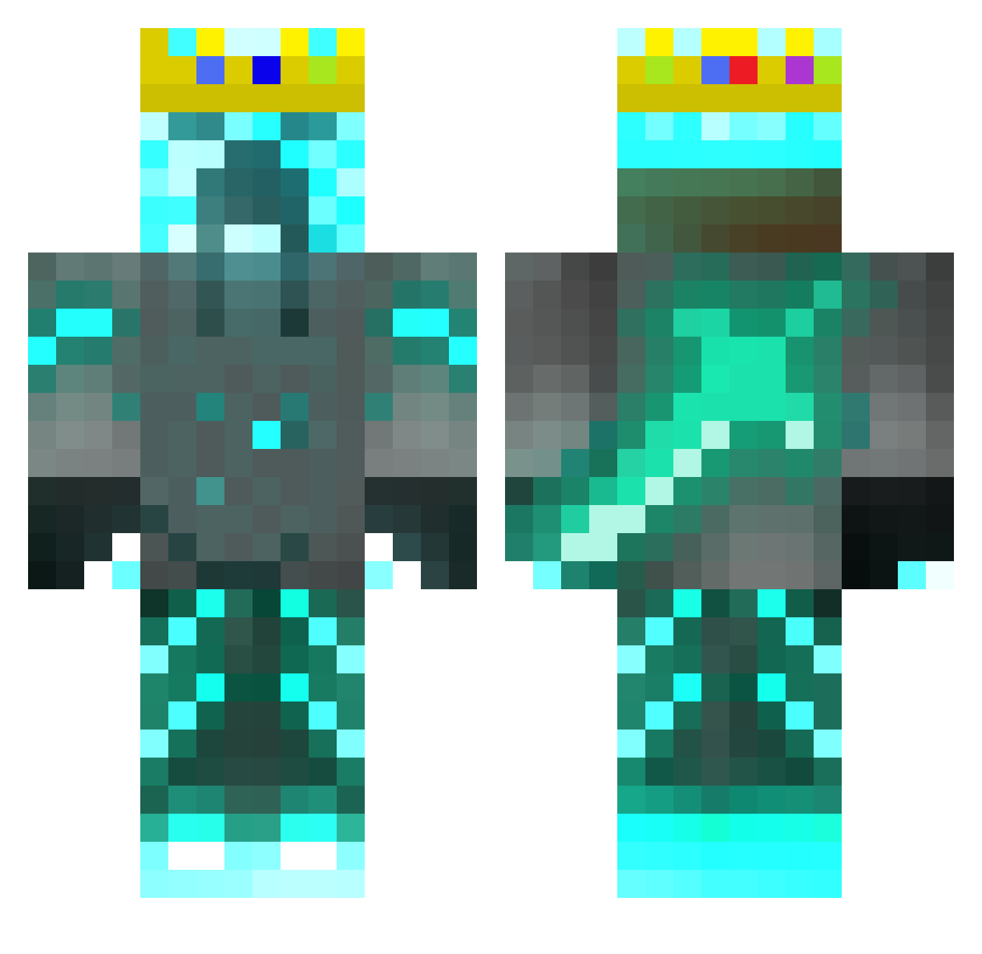 CuriousBaconMan Minecraft skin, front and back view