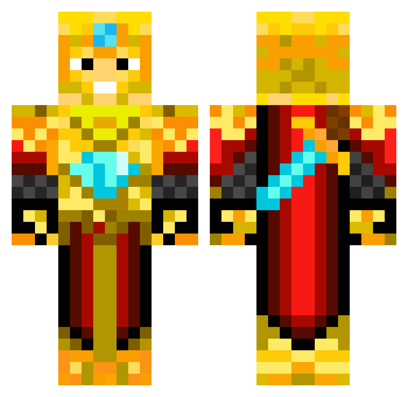 PeterBlackCat Minecraft skin, front and back view