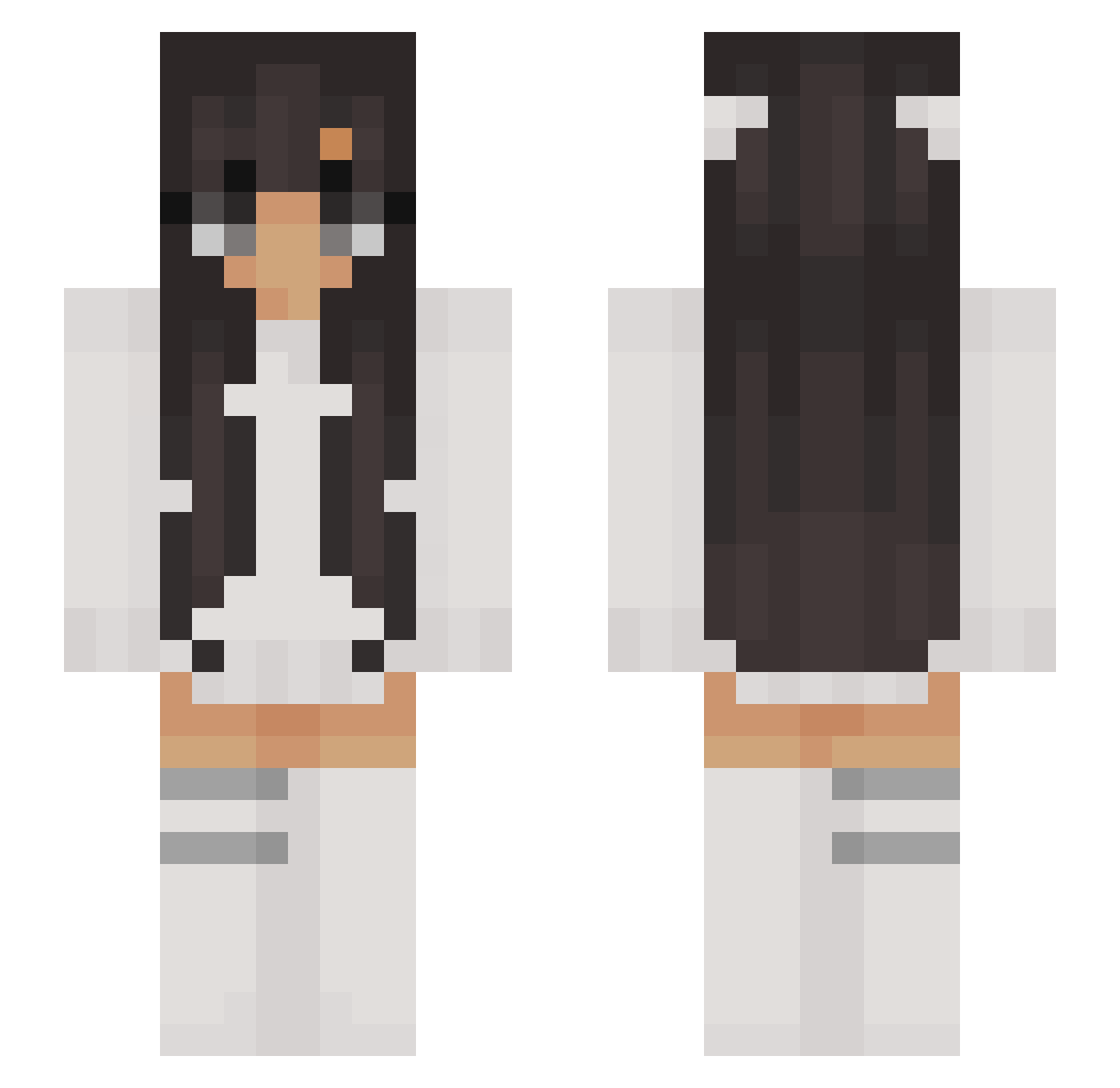 Naeloria Minecraft skin, front and back view