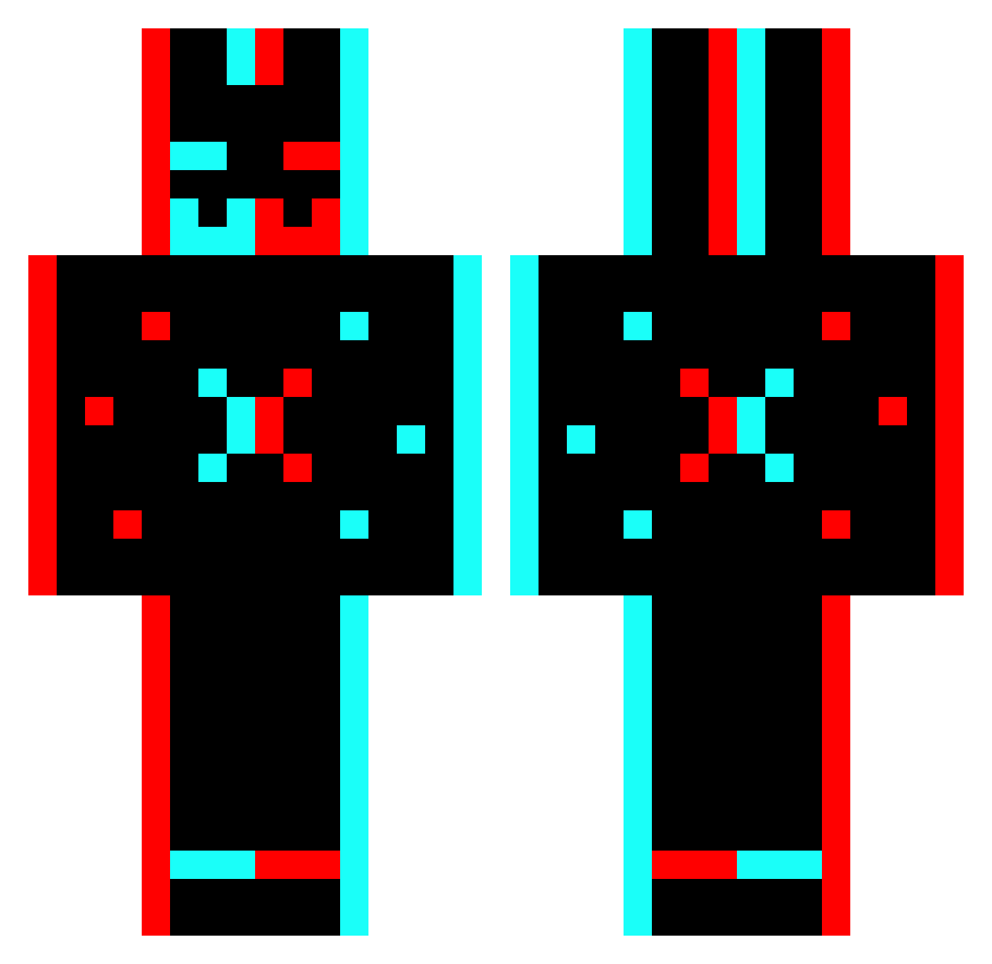 NoHackJustAlpha Minecraft skin, front and back view