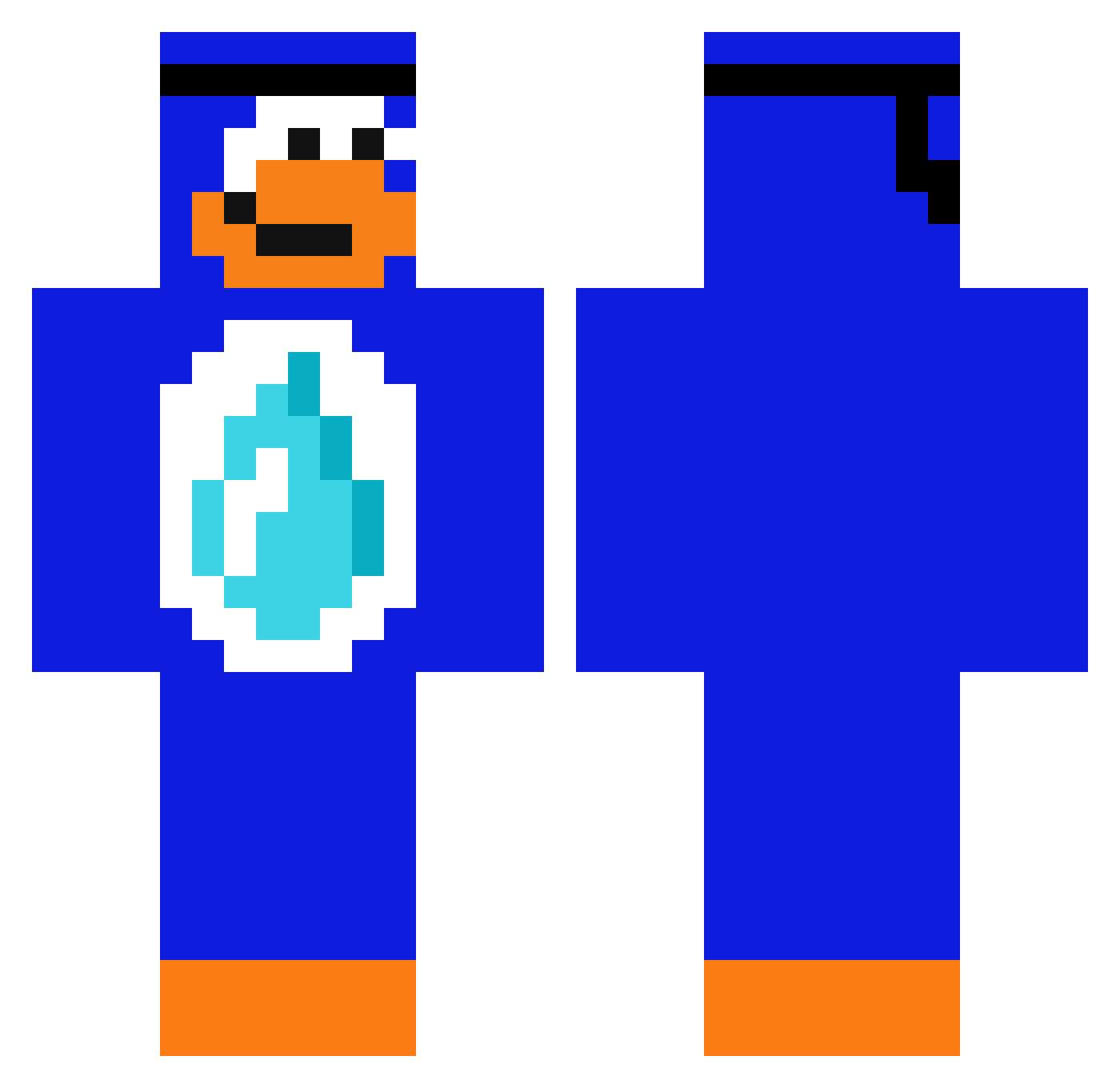 TimeCatch Minecraft skin, front and back view