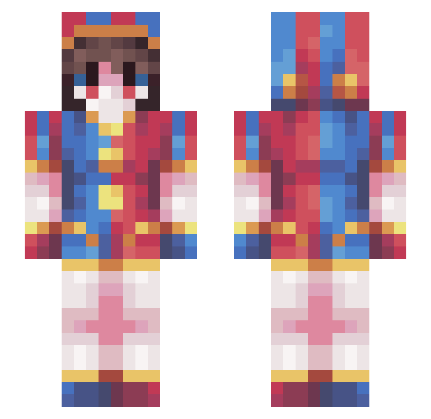 gyattevoir Minecraft skin, front and back view