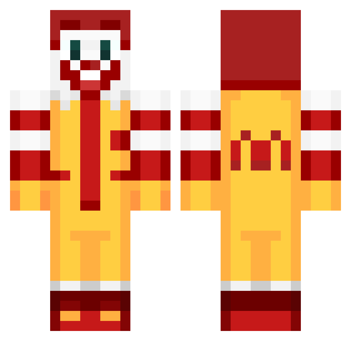 FPGG Minecraft skin, front and back view