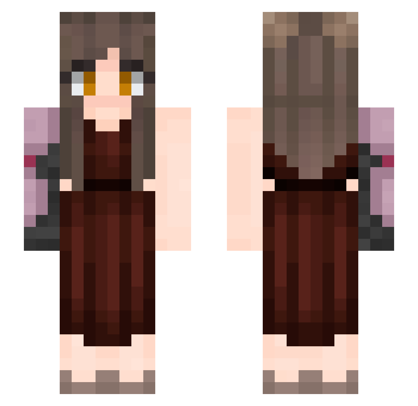 Indecorum Minecraft skin, front and back view
